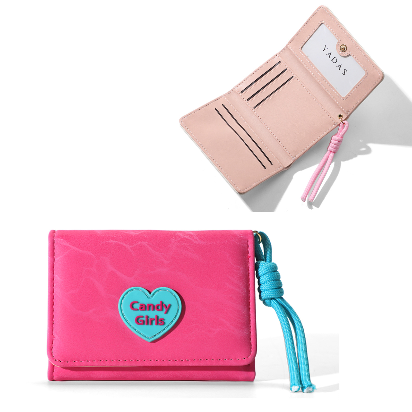 [Candy Girl] YADAS, tarjetero para mujer Xiaoxiang, billetera corta de tres pliegues de cuero PU premium