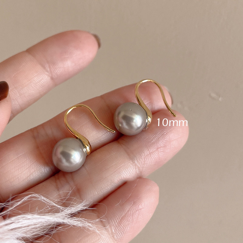 43#（10mm）灰色珍珠金色耳钩