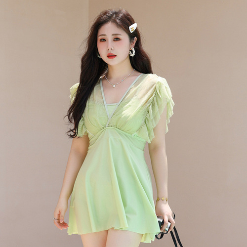 2024 new swimsuits with added fat, conservative slimming, belly-covering, fat girl hot spring plus size Korean version hot spring swimsuit for women
