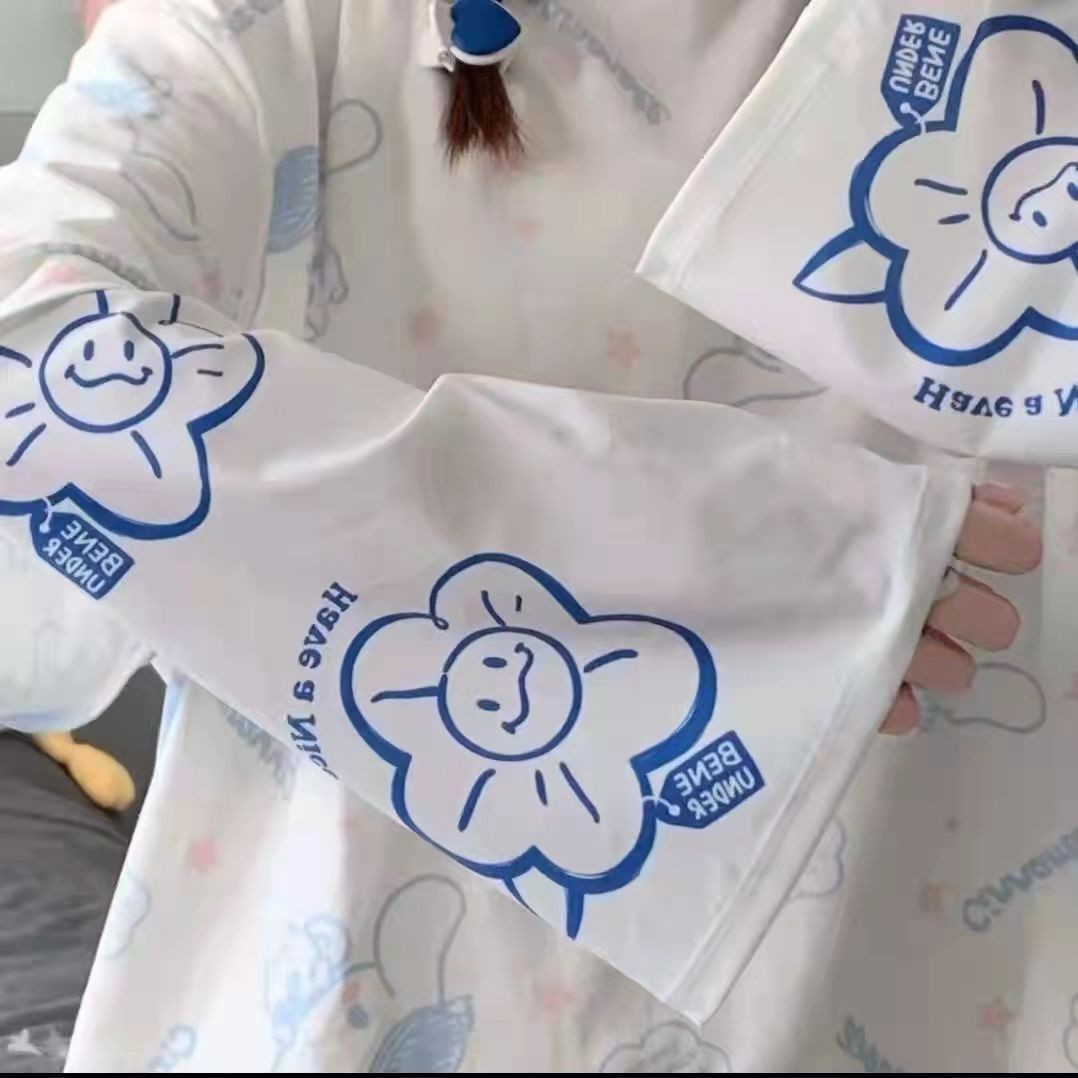 新款大口袖冰絲冰袖防曬寬鬆可愛手臂袖套護袖騎行運動登山戶外