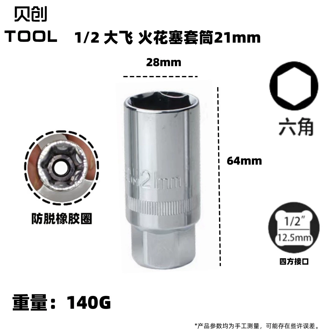 長六角スパークプラグ、1:2スケール、12.5mm、21mm