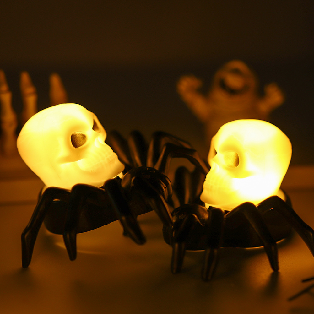 Luz de vela de araña de Halloween Luz de noche luminosa electrónica LED Ambiente de fiesta Adornos decorativos Accesorios para fotos