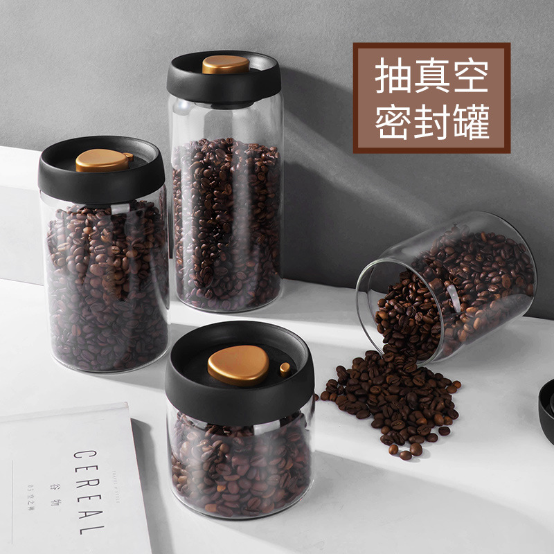 Coffee Bean Preservation Can Kitchen Glass Bottle Storage Container Grain Storage Bottle Vacuum Sealed Can