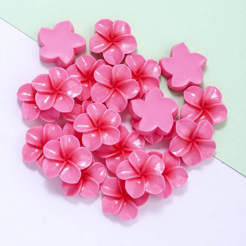 ホット販売光沢のある桃の花のカラーグラデーション 5 花びら花樹脂アクセサリー diy 小さな装身具パッチ diy ヘアピン素材|undefined