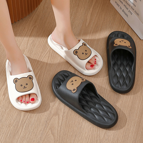 Cute cartoon drop-plastic eva slippers for home use for women and summer men's rhombus massage sandals and slippers for men wholesale