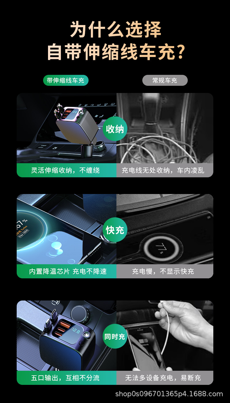 Car Starry Sky Ceiling Ambient Light Super Fast Charging Car Charger Telescopic Multi-Function Suitable for Apple and Android Universal