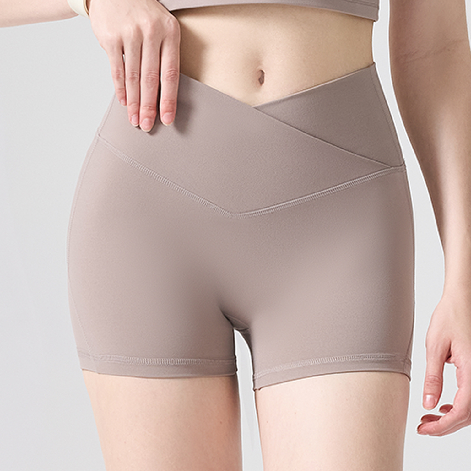 Nylon 66 antibacteriano cintura alta elevación de cadera antiepillar pantalones de gimnasio pantalones de melocotón 3D pantalones cortos deportivos ajustados de verano frescos