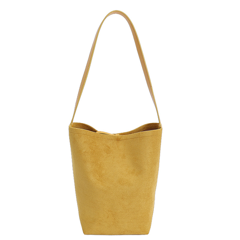 Retro Suede ROW Large Capacity Bucket Bag for Women Casual Commuter Cross-border Shoulder Bag Fashion Underarm Bag - Thumbnail 5
