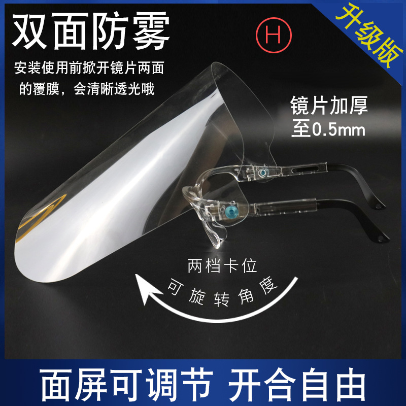 1. Patas telescópicas, protector facial antivaho de doble cara ajustable para mascotas, máscara protectora, casco de seguridad giratorio, protección ocular, venta caliente transfronteriza.