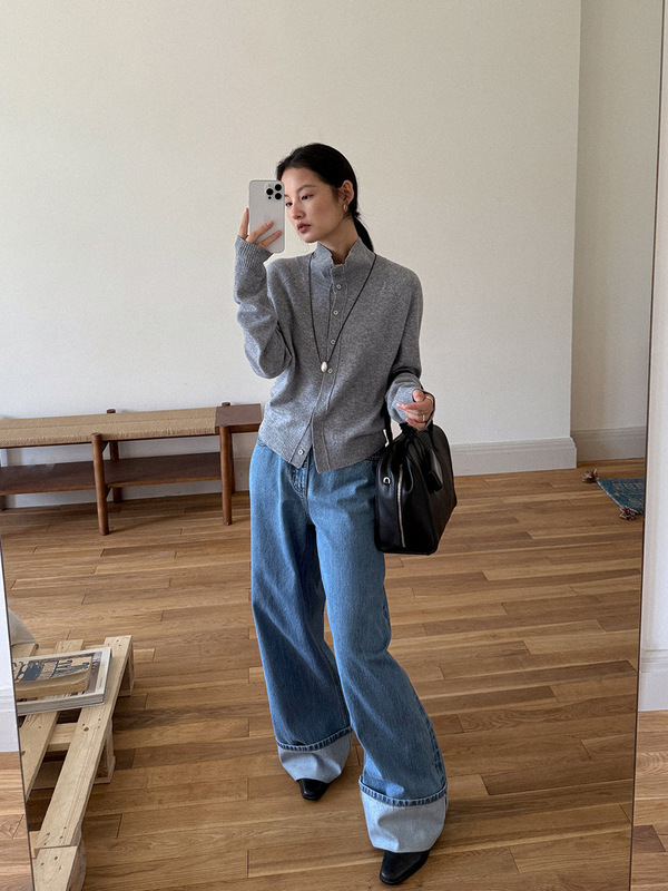 木兰 简约松弛感长袖针织衫2025十三行秋季新款气质毛织开衫56869|undefined