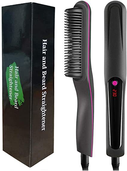 跨境新品直发梳液晶显示不伤发懒人直发卷发两用夹板电卷发梳批发