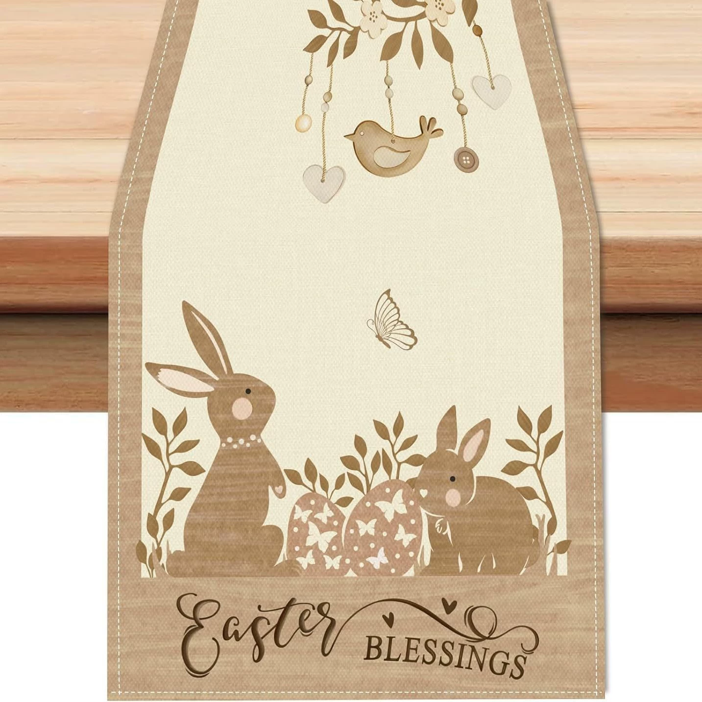 Amazon Best Selling Easter Bunny Egg Table Runner Restaurant Tabletop Holiday Party Home Decoration Table Runner
