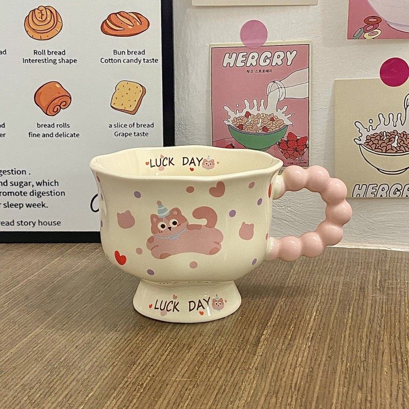 Taza de cachorro lindo Taza de alto valor Regalo de cumpleaños femenino Taza de cerámica Regalo de mano Taza de agua Café Taza de pareja