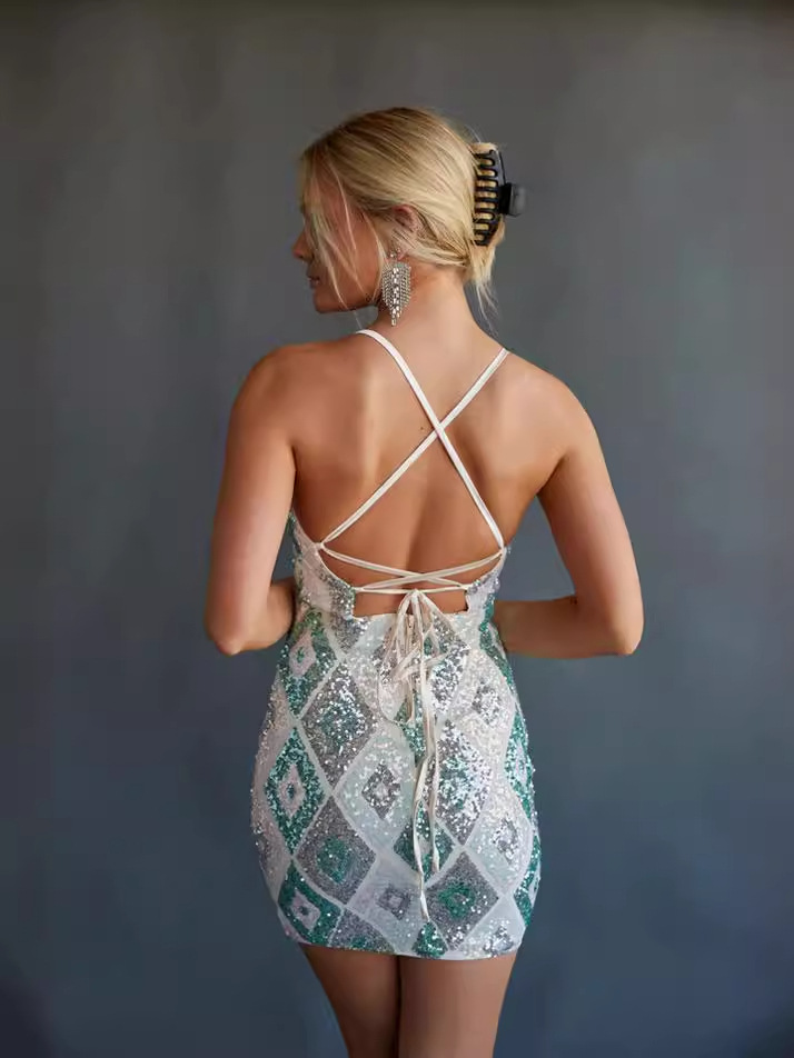 Nuevo cross-border de Europa y Estados Unidos de la fiesta de sequillas sexy vestido mini vestido (4 colores)
