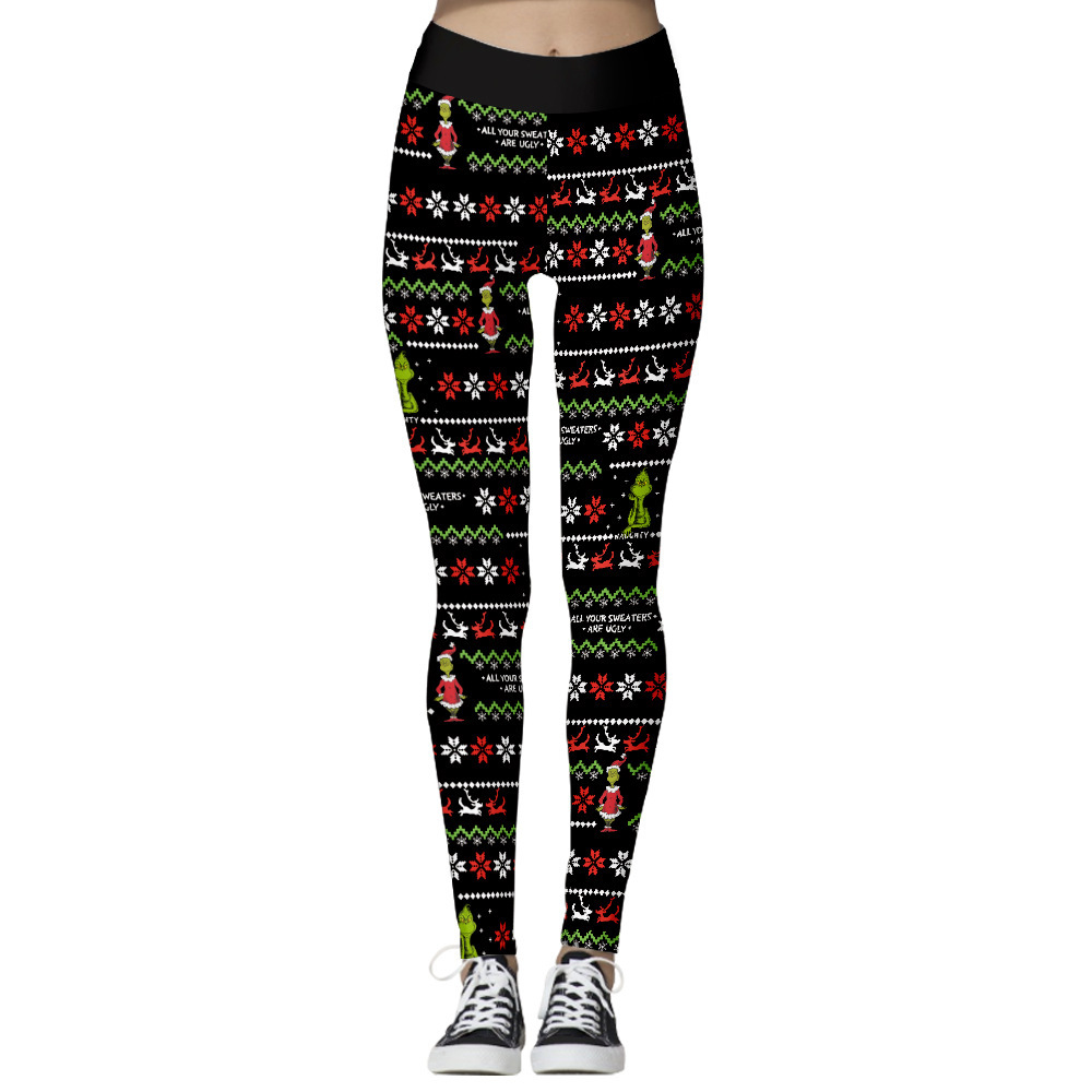 Women's Christmas Retro Cartoon Full Length Printing Leggings display picture 3