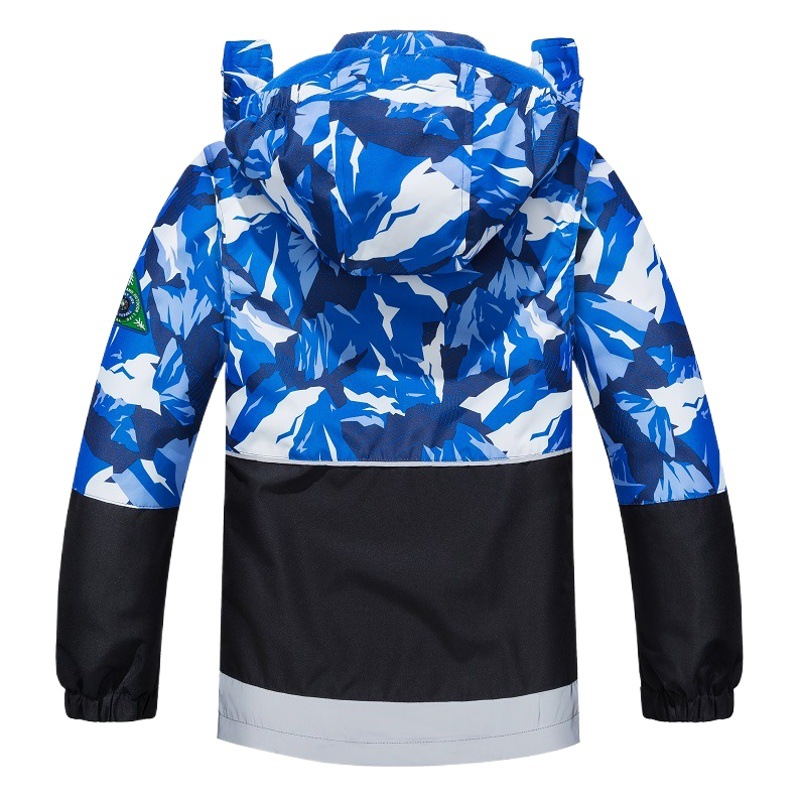 Niños al aire libre camuflaje color a juego cremallera camisa chaqueta de los niños con capucha impermeable de lana forrado chaqueta cazadora caliente