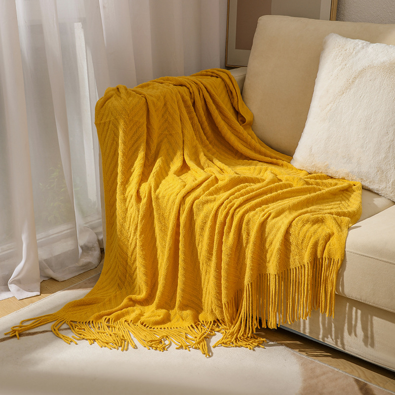 ins Nordic tassel knitted blanket office nap air conditioning blanket sofa throw blanket shawl small blanket bedside towel