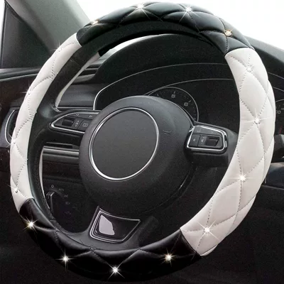 Soft Leather Anti-Slip Rhinestone Handle – Steering wheel cover