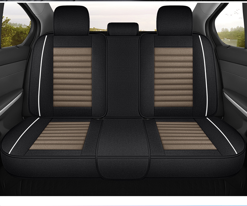 Cross-Border 2026 New Model Coarse Linen Full-Cover Seat Cushion, Breathable, Wear-Resistant, Suitable for All Seasons, Five-Seater Car Seat Cover