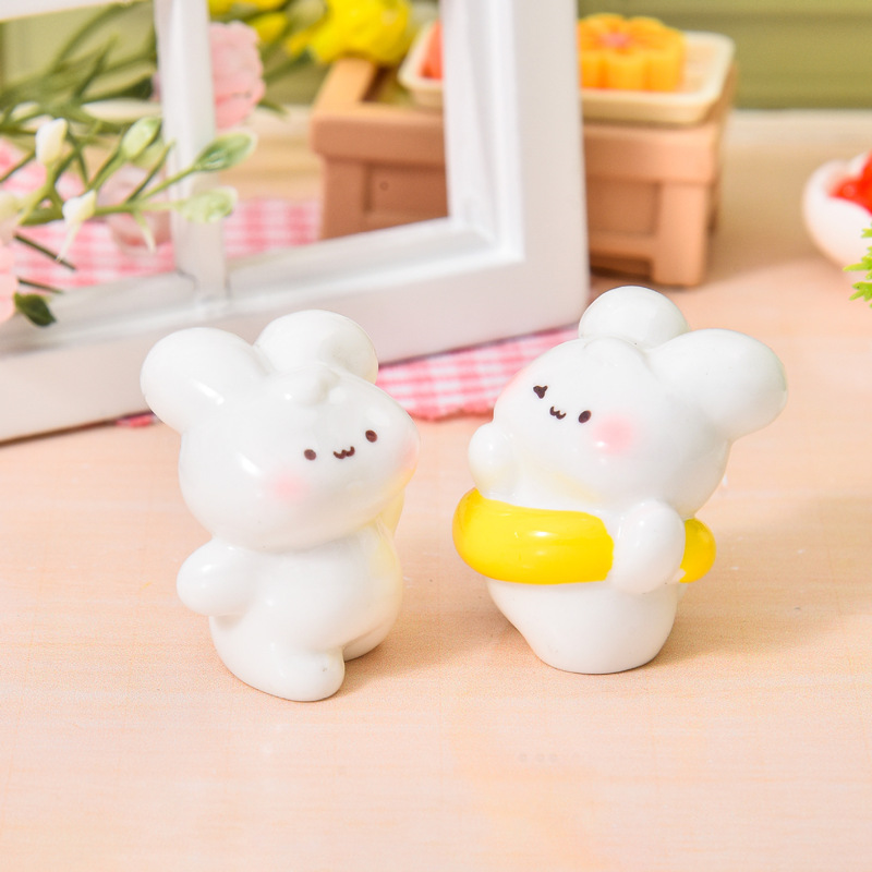 创意可爱小兔子萌粒公仔树脂配件 娃娃屋diy装饰品手工桌面小摆件|undefined