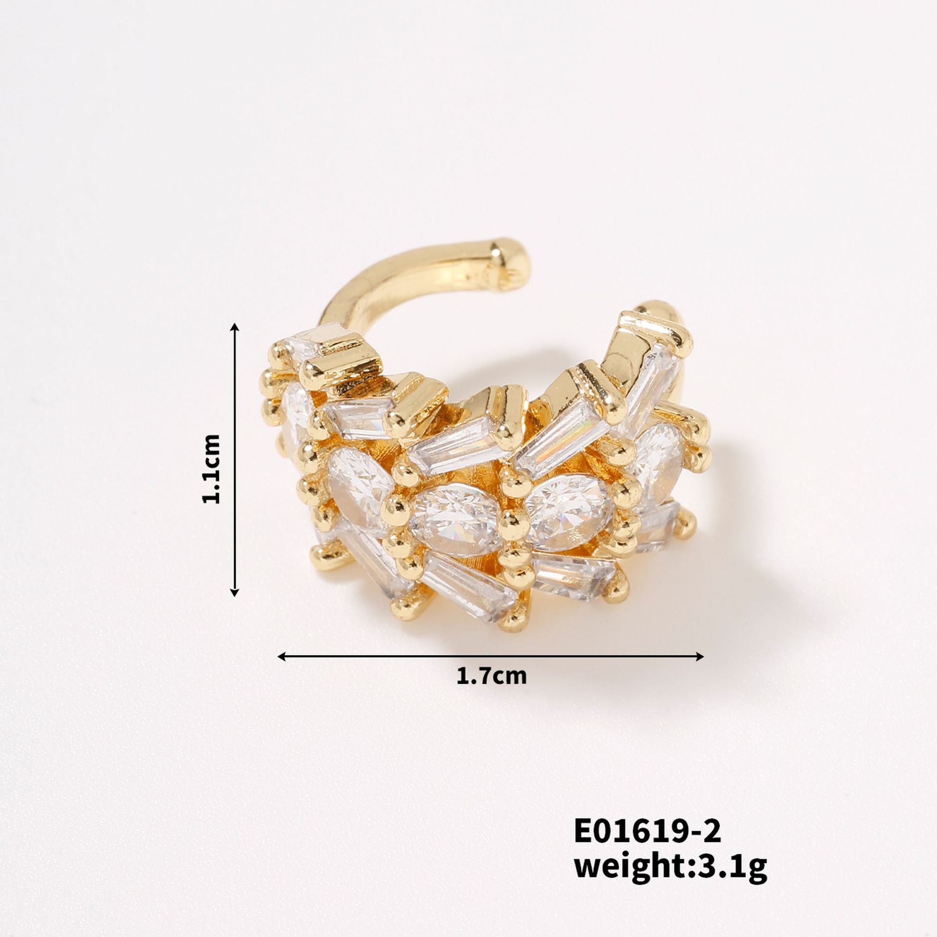 Geometric, Star Pattern 1 Piece Elegant Modern Style Geometric Star Copper Zircon Ear Cuffs