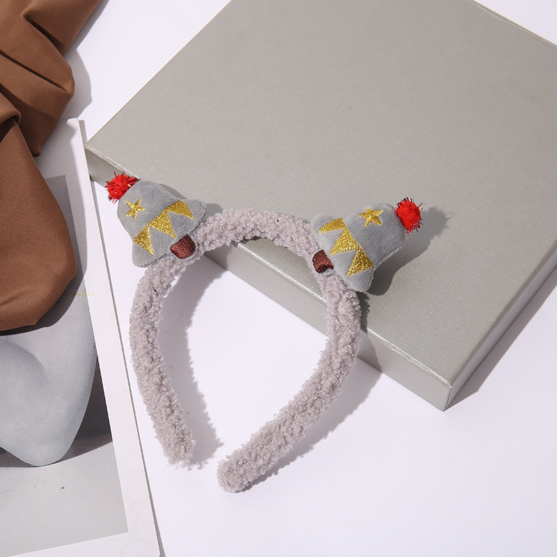 Estilo coreano de la Navidad de lana de cordero diadema chica Linda corbata ELK pelo presionando diadema accesorios para el cabello muñeco de nieve Internet celebridad tocado