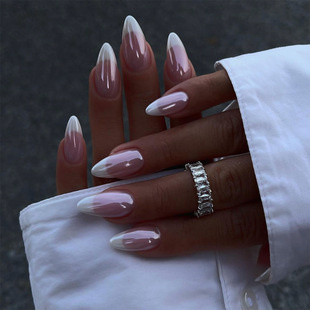 Cross-border wearing nail plate plating white edge French simple nail patch detachable wearable fake nails wholesale