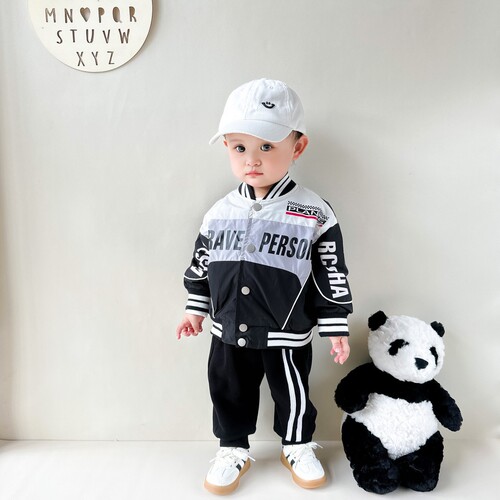 Children's Jackets 2024 Spring New Product Children's Fashionable Baby Tops Handsome Korean Print Boys Racing Suit Trendy