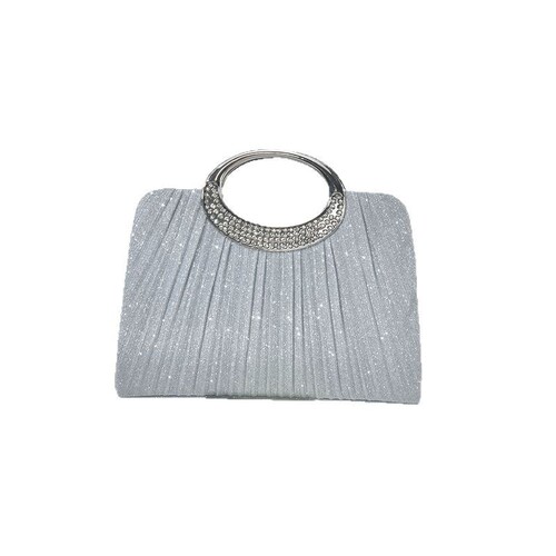 Foreign trade new style pleated handbag, fashionable flash dinner bag, temperament crescent bag, all-matching banquet handbag