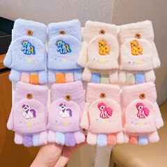 子供のポニーポーリーは保温手袋をかぶせて秋冬の女の子の男の子のかわいい赤ちゃんの秋冬の女の子の5本の指のカバーを覆います。