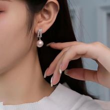 韩版高级感精致微镶两戴珍珠锆石耳扣气质时尚轻奢大气优雅耳环女