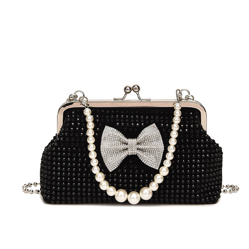 Diamante de la manera del verano bolso de las mujeres portátiles 2023 nuevo arco lindo moda bolsa de hombro perla bolsa de mensajero moda