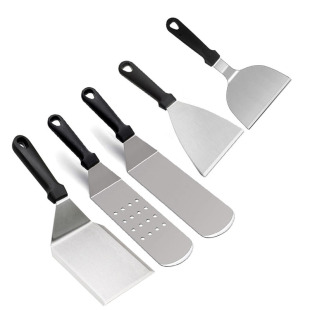 Factory Direct Sales Stainless Steel Burger Spatula Cooking Spatula Frying Spatula Kitchen Tools Teppanyaki Utensils