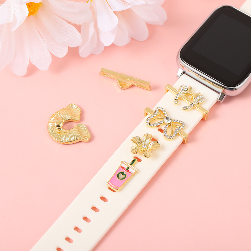 Hebilla decorativa en forma de lazo para correa de Apple Watch, accesorio de silicona elegante y moderno