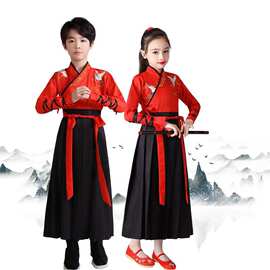 儿童古装汉服满江红雪龙吟男女童国学服装万疆演出服中国风表演服