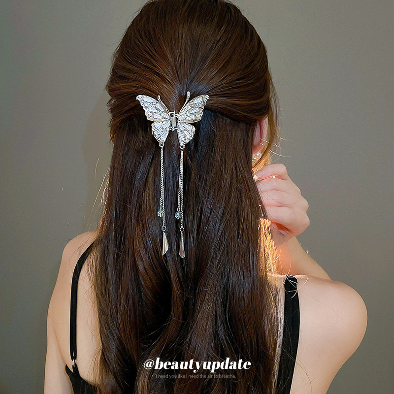 Tendencia nacional, diamantes, carillón de viento, borla, pinza, nueva moda china, pinza de tiburón de todo fósforo, pinza para el cabello de temperamento súper hada, accesorios para el cabello