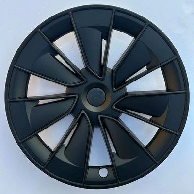 Suitable for Tesla ModelY curved speed wheel hub cover 19-inch wheel hub protective cover Y exterior decoration modification accessories (Hub cover) - old-y-symmetrical-warp-model-19inch-matte-black-set