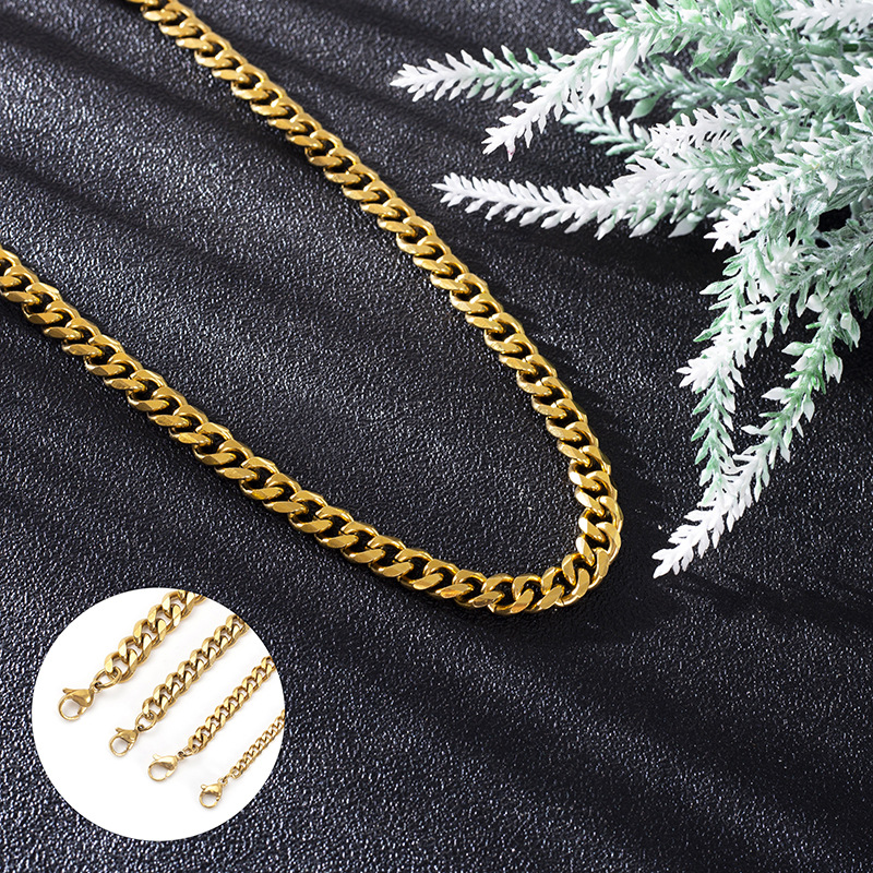 Colorful Titanium Cuban Chain Necklace For Men And Women_voghion.com