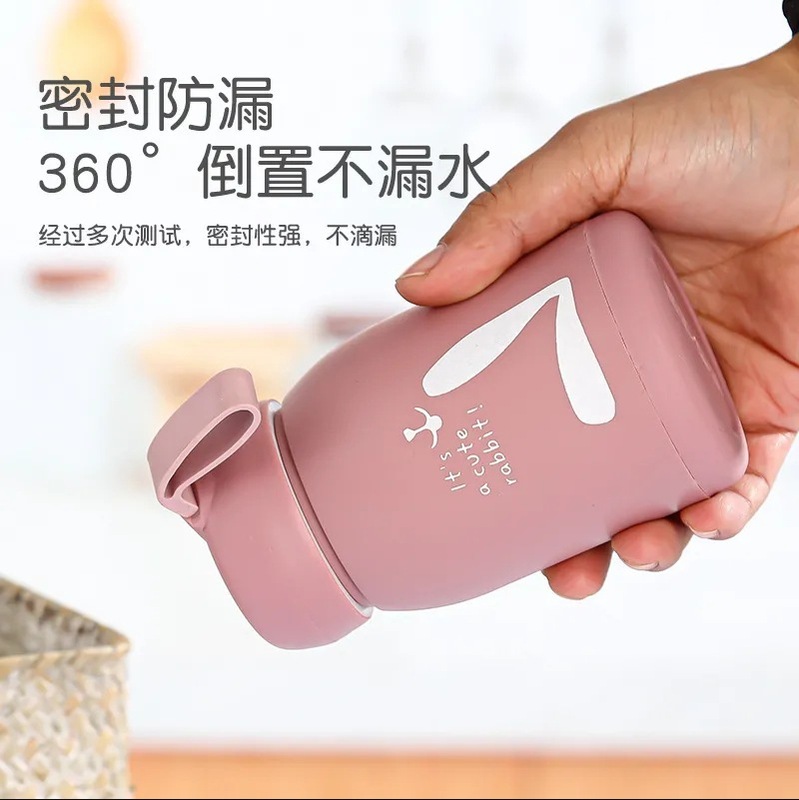 かわいいウサギの水筒、高見えで可愛い広告用カップ、二重構造のプラスチックシェルガラス水筒、屋台販売や販促用ギフトカップ|undefined
