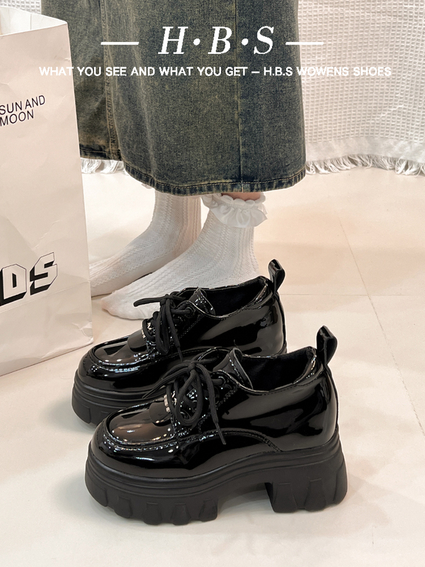 Thick-Soled British-Style Chunky High-Heeled Leather Shoes for Women, 2026 Early Spring New Platform Casual Mary Jane Loafers