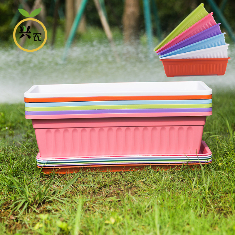 Plastic Flower pot rectangle Vegetables originality Outsize Fleshy Flower pot Balcony Basin Strip Planters Flower Box