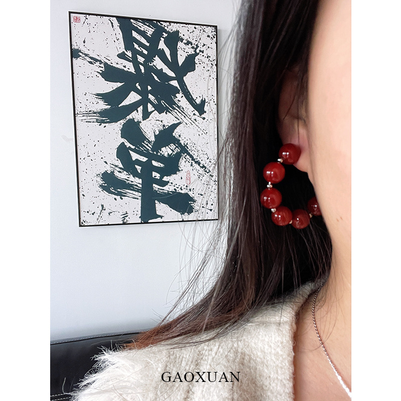 Retro onyx burgundy elegant earrings