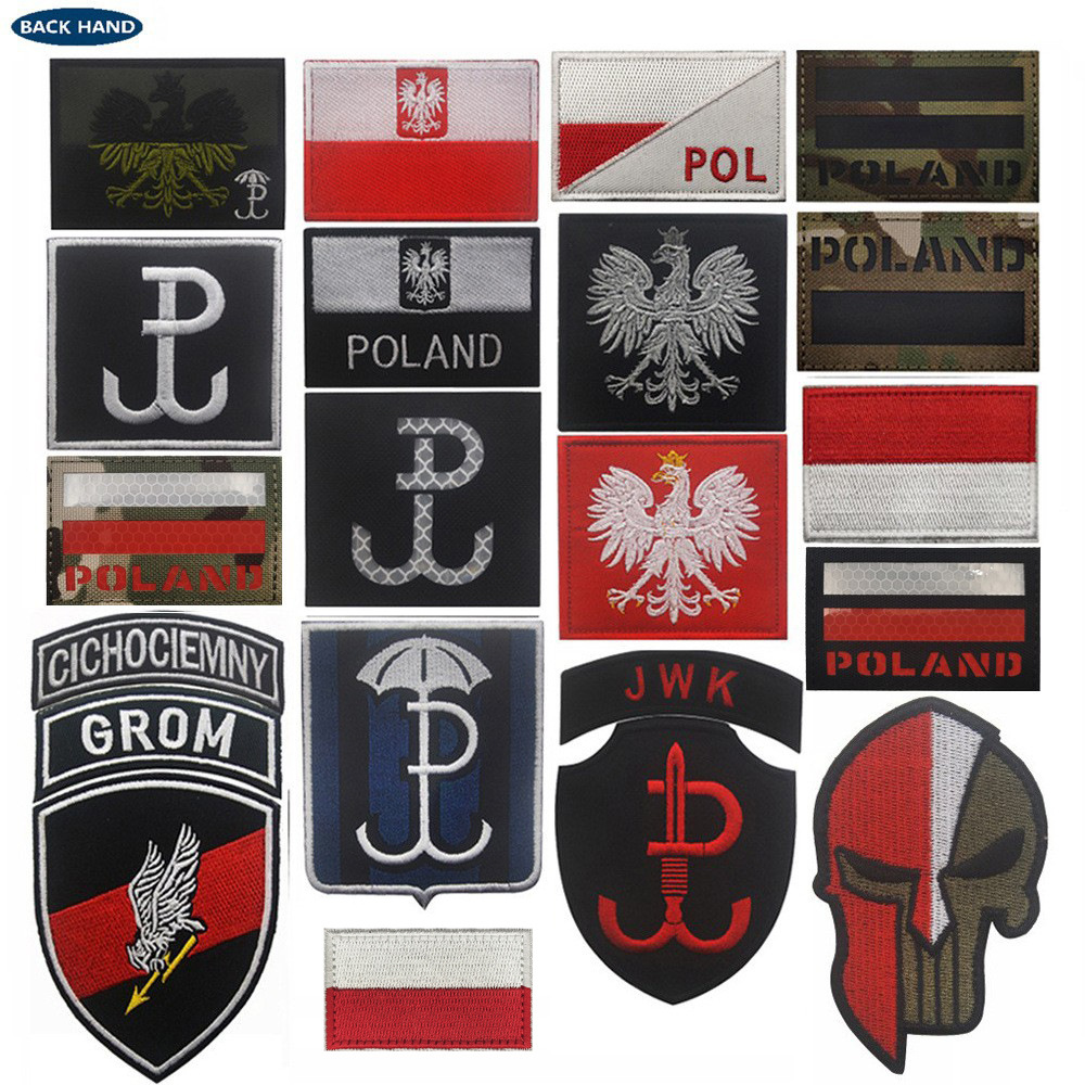 海客户外现货POLAND波兰GROM刺绣魔术贴臂章TF-9军事反光士气徽章