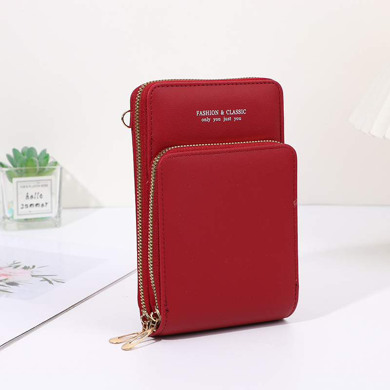 New Multi-functional Solid Color Fashion Simple Shoulder Bag Touch Screen Crossbody Mobile Phone Bag Women's Bag