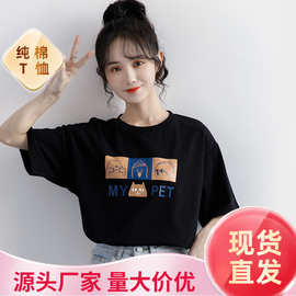 夏季女装纯棉短袖T恤女2024年新款白色内搭韩版宽松半袖上衣ins潮
