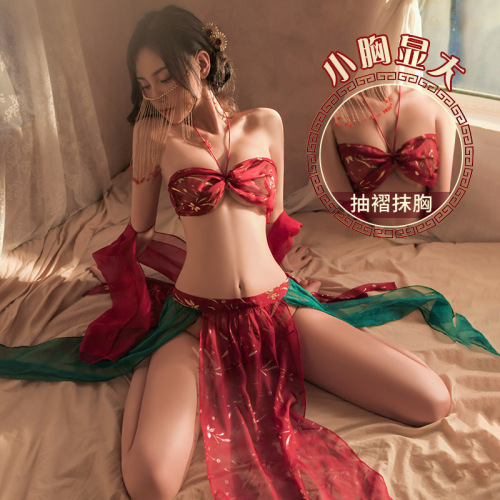 Sexy lingerie, sexy Dunhuang Feitian Dancer transparent suit, bronzing tube top, see-through female manufacturer, dropshipping