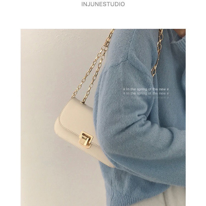 Borsa a spalla retro da donna con tracolla a catena elegante_voghion.com