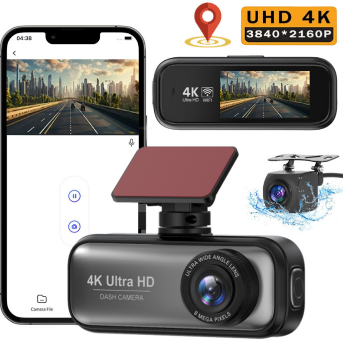 Cross-border HD 4K front and rear dual-recording driving recorder mobile phone interconnection driving track dual-lens vehicle recorder