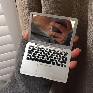 Mini Portable Mirror, Creative Apple Laptop Shape, Portable Foldableing Small Makeup Mirror, Mac Mirror