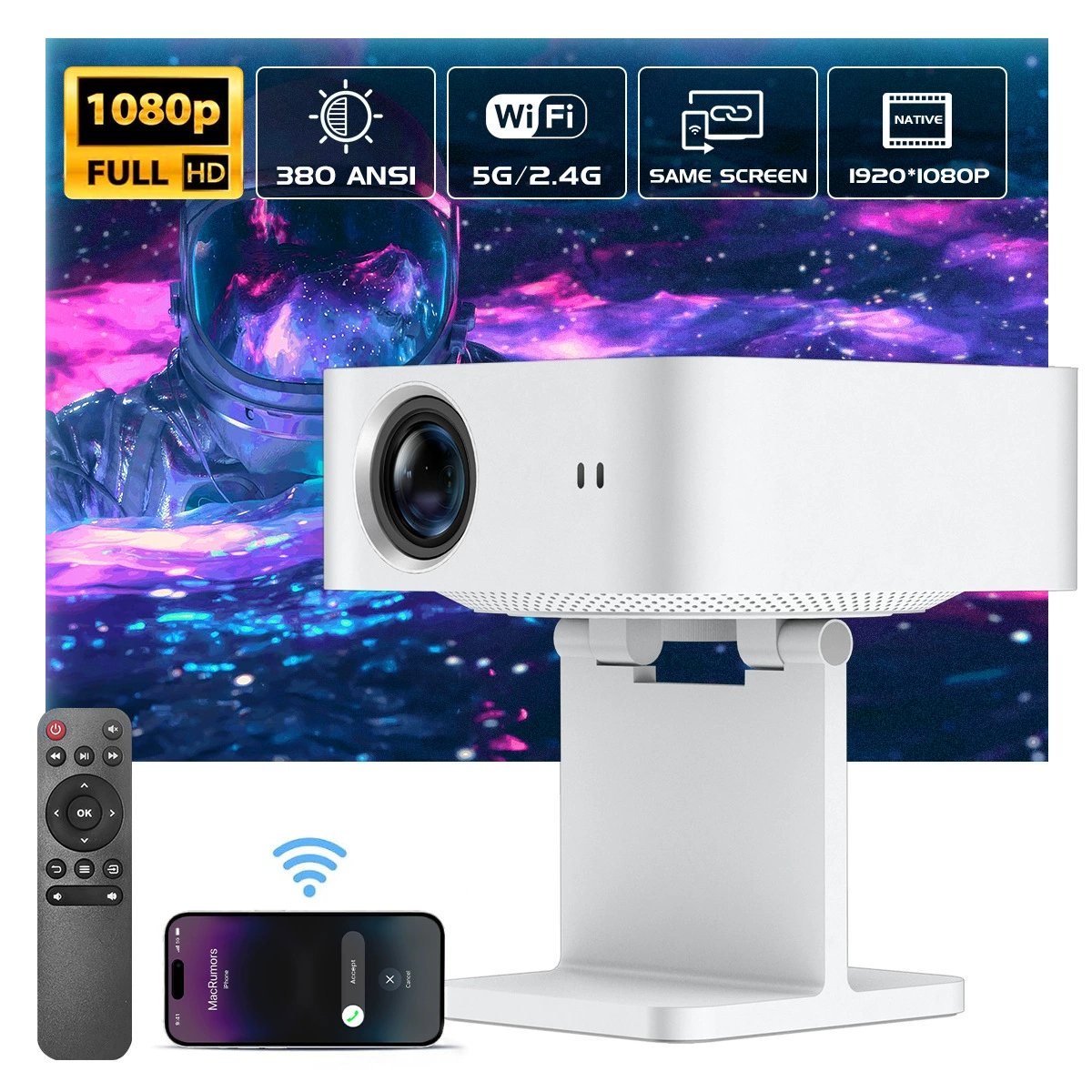 GY350 Smart Projector HD 1080P высокой яркости 3.5-дюймовый ультра маленький и легкий проектор